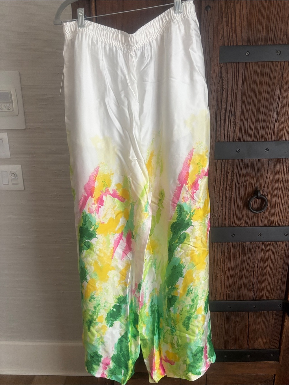 NWT Lyrebird from Anthro Silky Watercolor Pajama Set in Green, Pink & Yellow - Picture 11 of 11